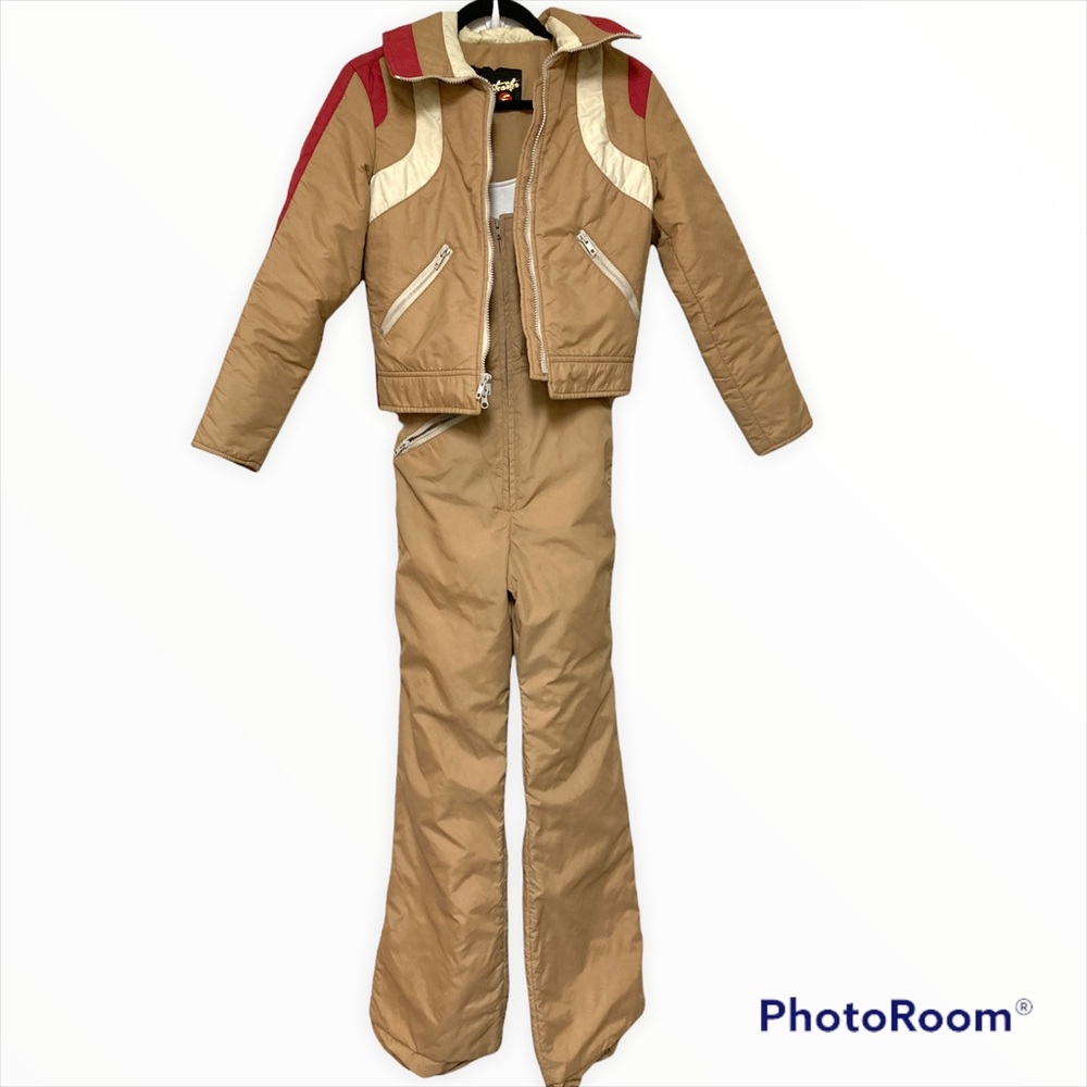 Sold ~~~Vintage 1970’s sportscaster ski snowsuit set jacket & bib detachable XS - Picture 15 of 16